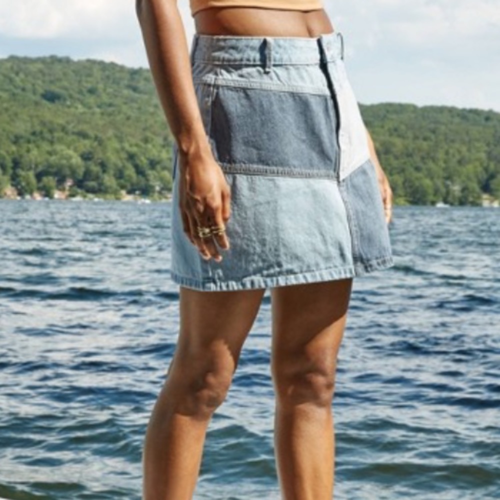 Denim Mini Skirt Patched